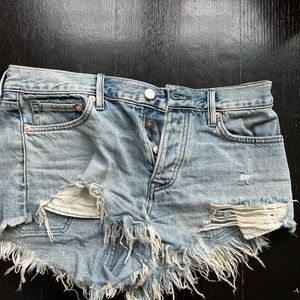 Free people loving good vibrations shorts light wash